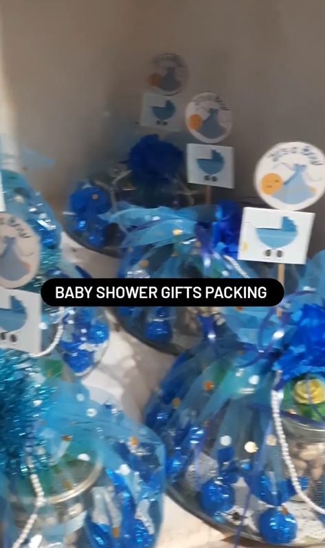 Blue baby shower chocolate gift packs