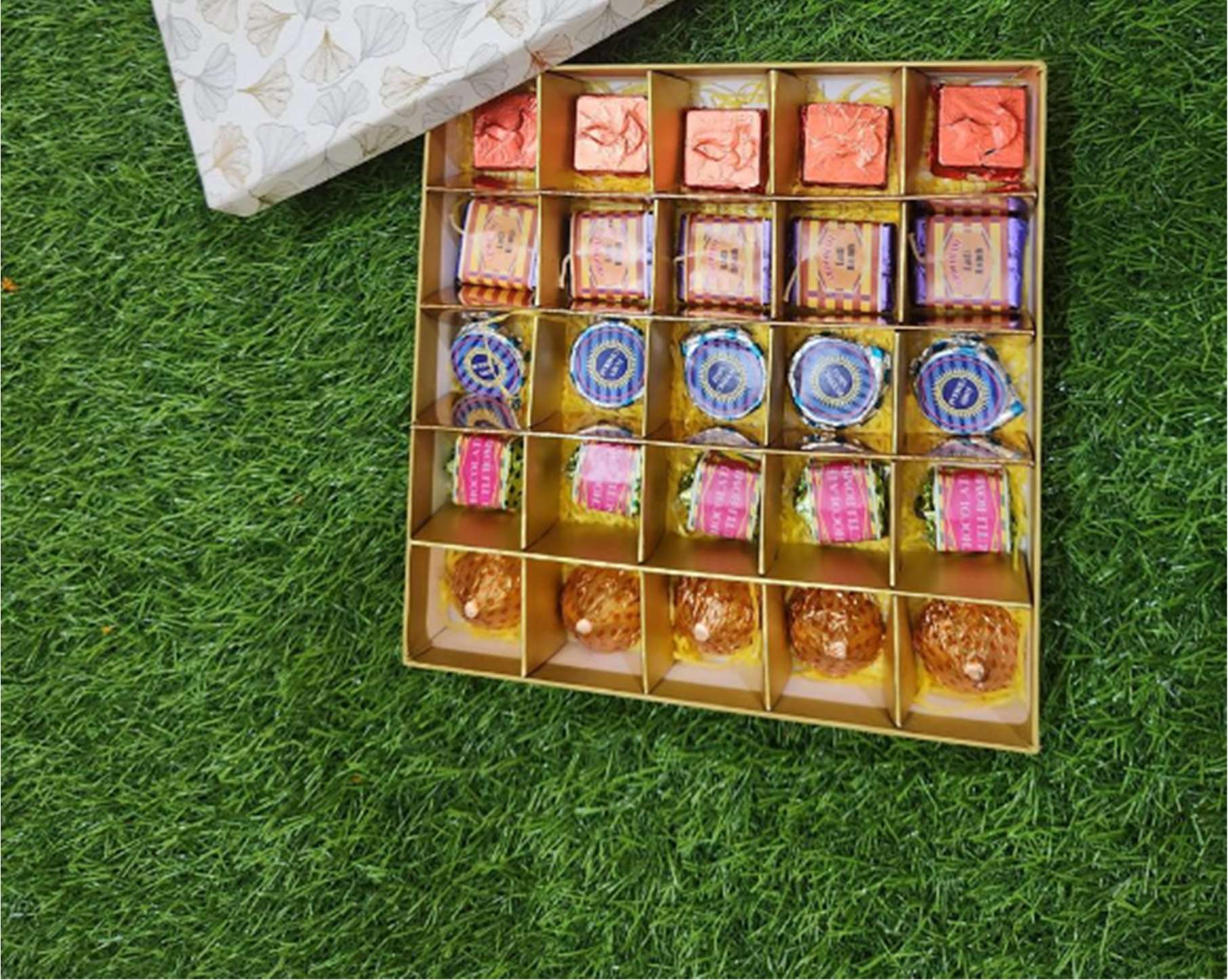 Premium 25 piece assorted Diwali chocolate box with five signature varieties