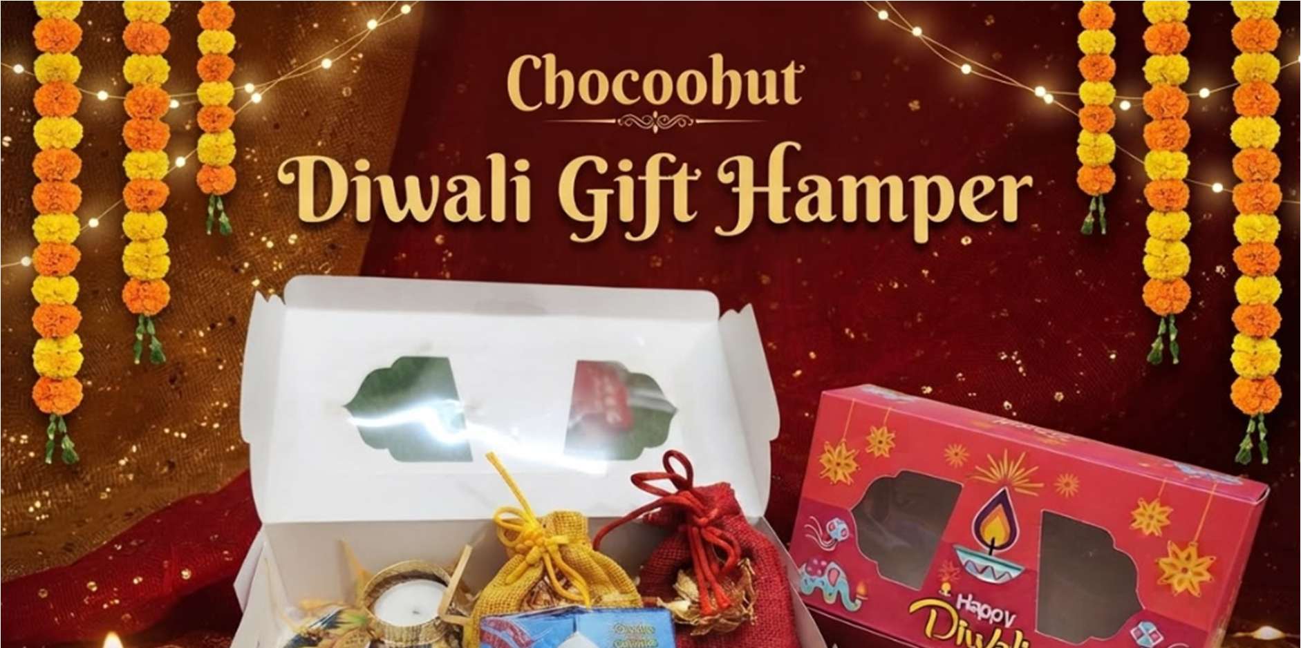 Chocoohut Diwali gift hamper with diya, potli and chocolate box - Raipur and Korba