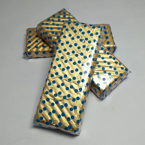 Gold foil wrapped customized name chocolate bars by Chocoohut Raipur