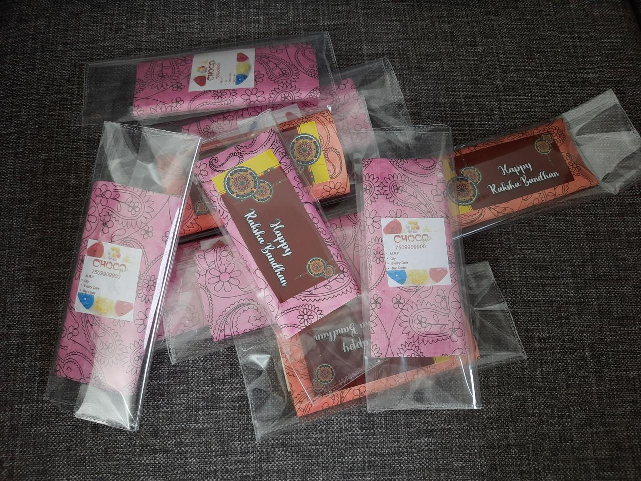Happy Raksha Bandhan printed chocolate bars in gift packaging